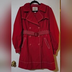 Esprit Vibrant Red Trench Coat with Belt